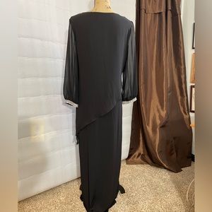 Glamour Nights full length gown Black/silver sequins trim